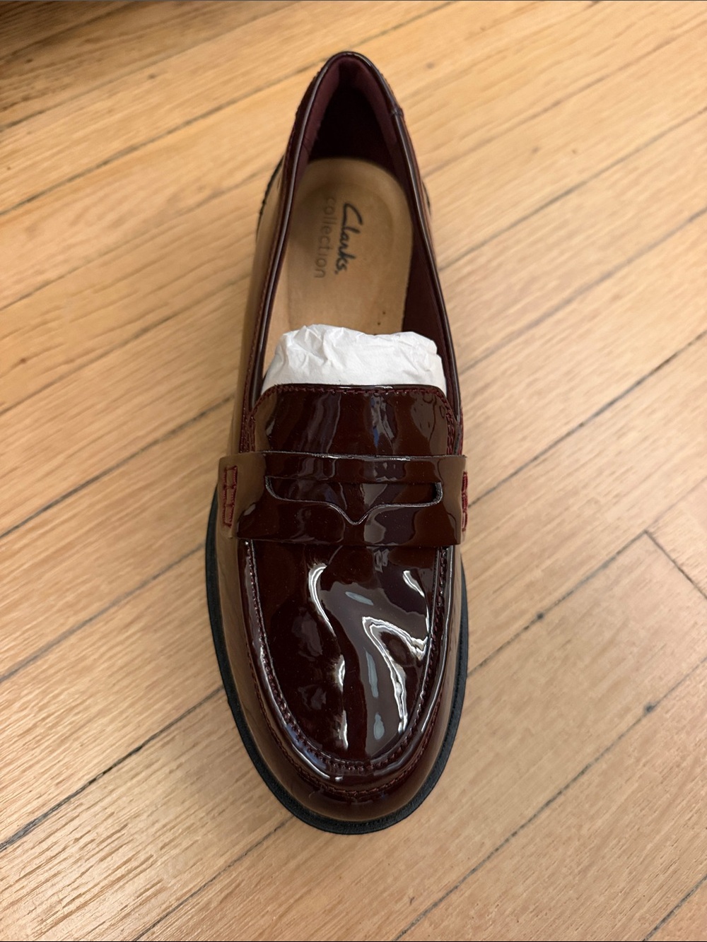 Clarks Women’s Burgundy Patent Leather Penny Loafer